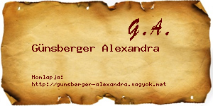 Günsberger Alexandra névjegykártya